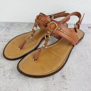 ALDO Brown Leather Flat Thong Sandals Slingback size US 9 EU 40 Boho Resortwear
